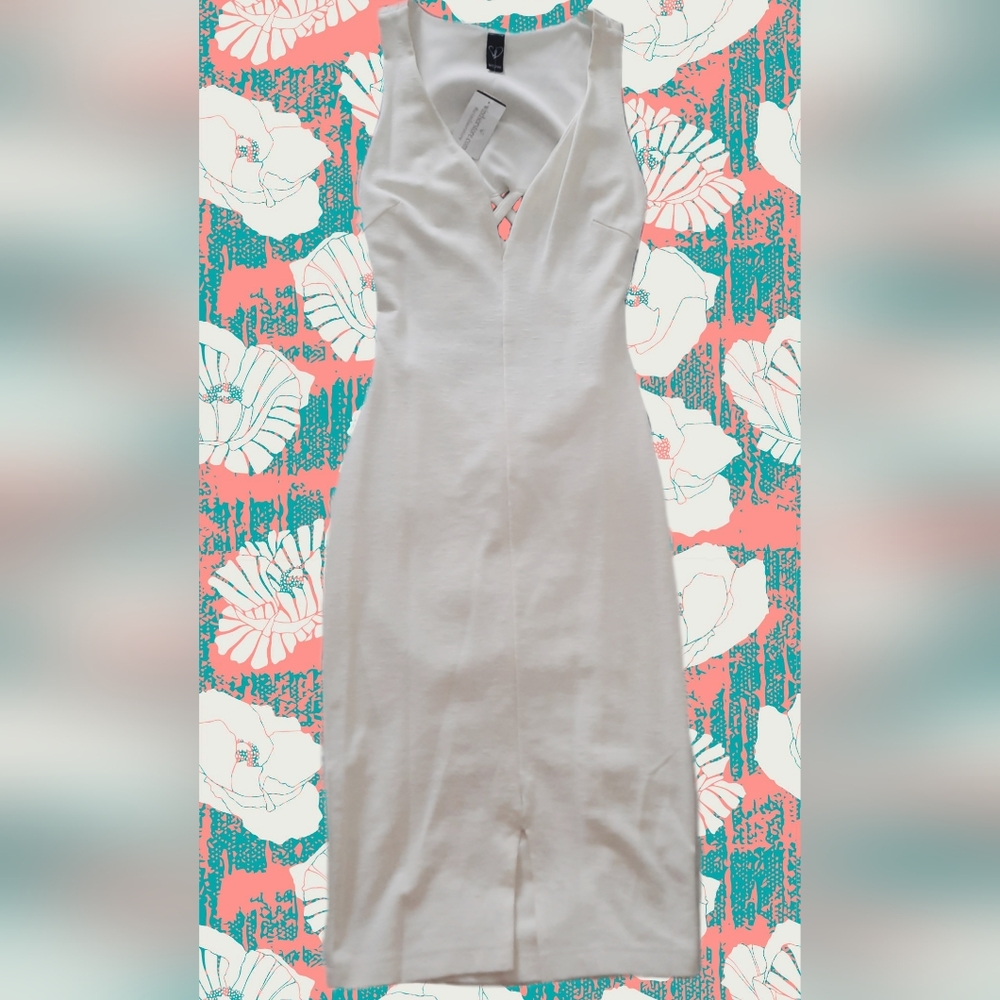 NWT Windsor Creamy White Deep Neck Open Back Lined Dress